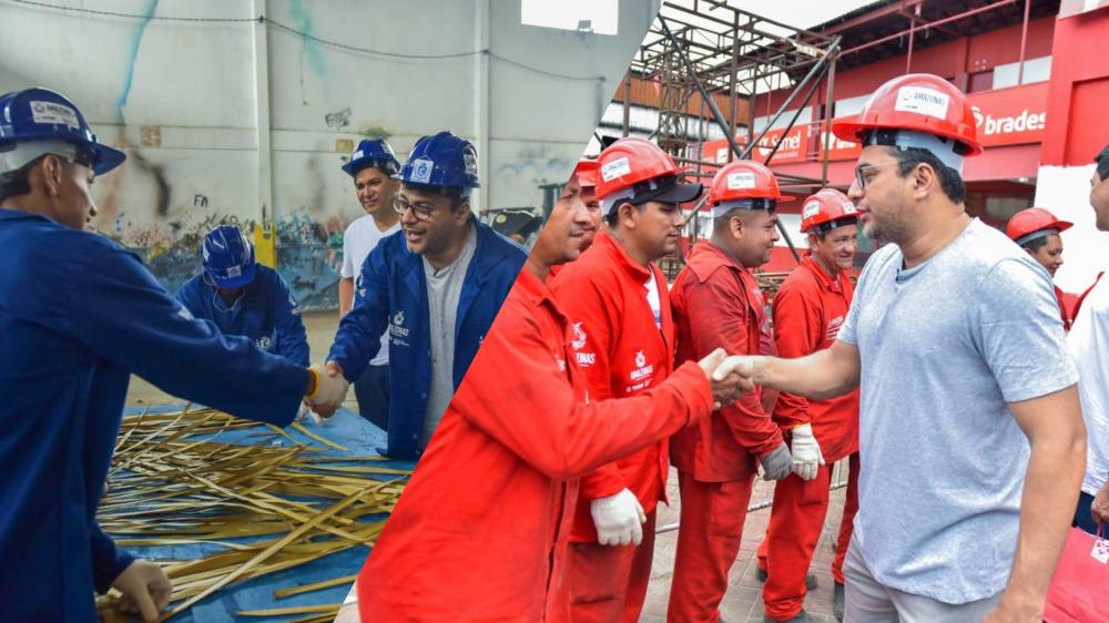 Ao visitar galpões de Garantido e Caprichoso, Wilson Lima reforça o compromisso com Festival de Parintins