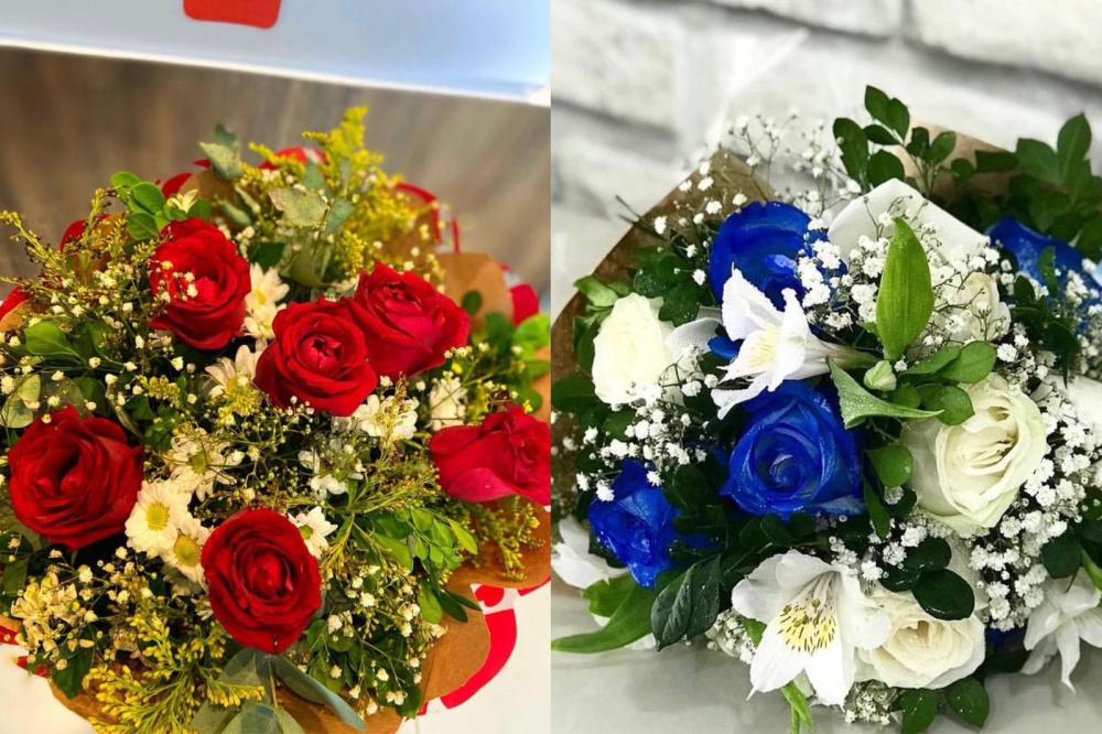 Rivalidade centenária de Parintins reflete em buquês de flores vermelhas e azuis no Dia das Mães