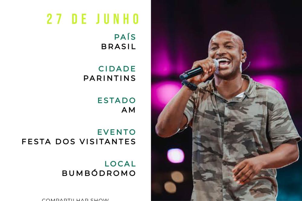 Agenda oficial de Thiaguinho confirma show do cantor na Festa dos Visitantes em Parintins