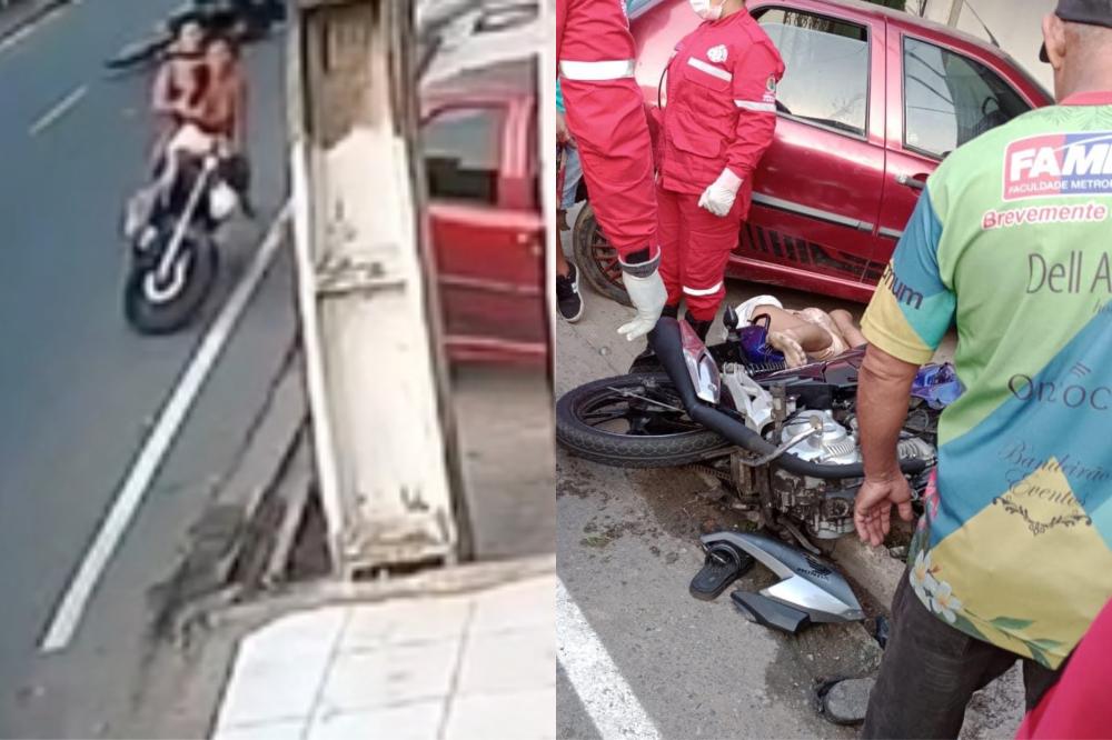 Jovens se chocam violentamente contra poste e uma morre em acidente de moto em Parintins