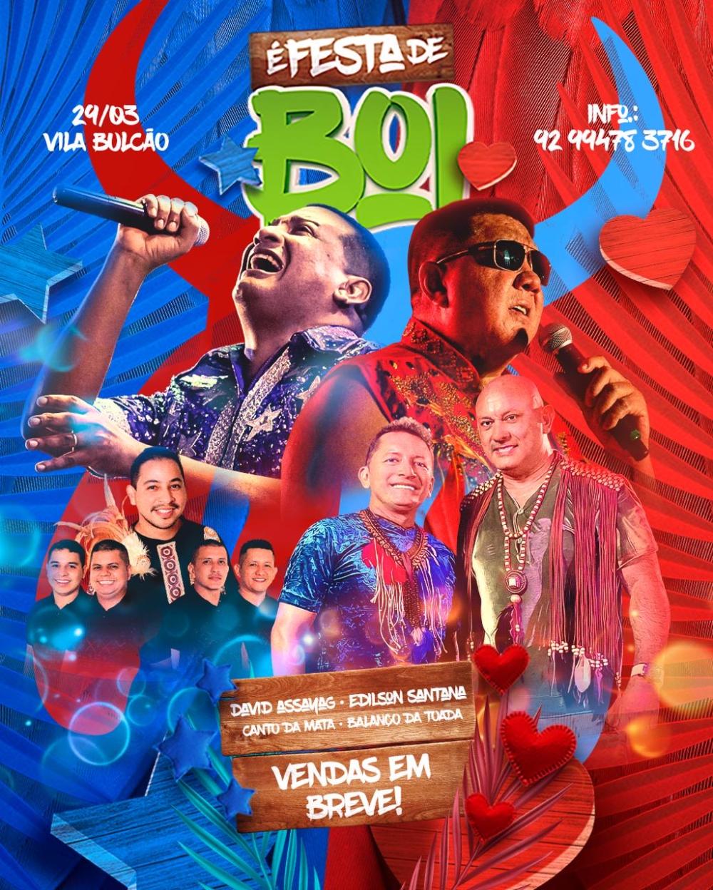 'É Festa de Boi' acontece em Parintins no dia 29 de março com grandes atrações